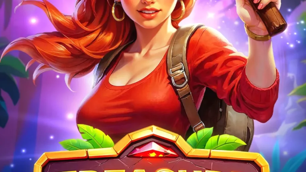 Pemandangan hutan kuno dan simbol petualangan dalam slot Treasure Explorer