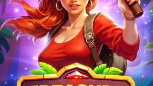 Pemandangan hutan kuno dan simbol petualangan dalam slot Treasure Explorer