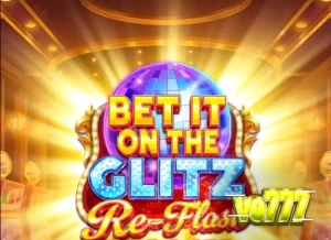 Tampilan visual slot Bet It on the Glitz Re-Flash dengan nuansa neon Vegas
